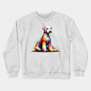 Vibrant Bedlington Terrier Portrait in Colorful Splash Style Crewneck Sweatshirt